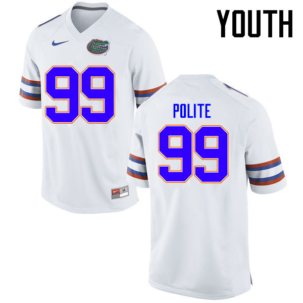 Youth Florida Gators #99 Jachai Polite College Football Jerseys Sale-White - Click Image to Close